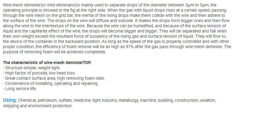 Wire Mesh Demister & Mist Eliminator